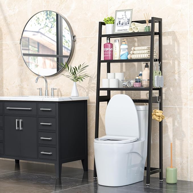 VASMIA Over The Toilet Storage, Bamboo 3-Tier Bathroom Organizer Over Toilet - Image 4