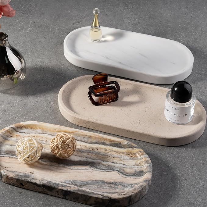 Koville Natural Marble Tray for Bathroom, Vanity Decorative Marble Trays for - Image 8