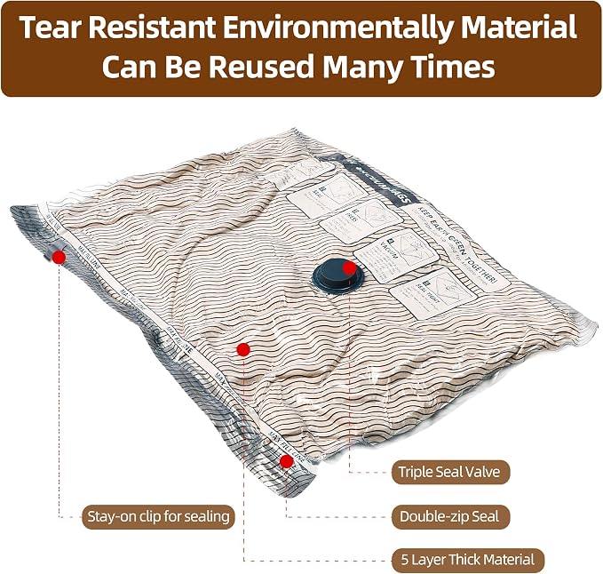 Travel Vacuum Storage Bags, 9 Pack Carry-On Size Compression Packing Bags - Image 9