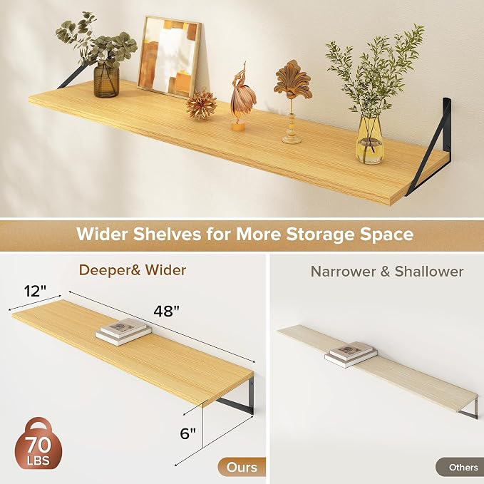 Deep Floating Shelves Wall Mounted, Living Room, Office - Image 3