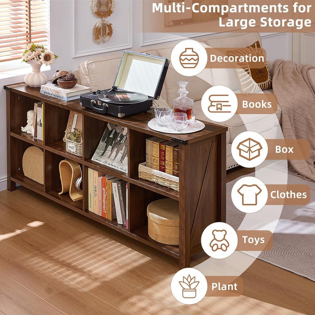 Joaxswe 8 Cube Book Shelf, Farmhouse Wood Long Storage Organizer