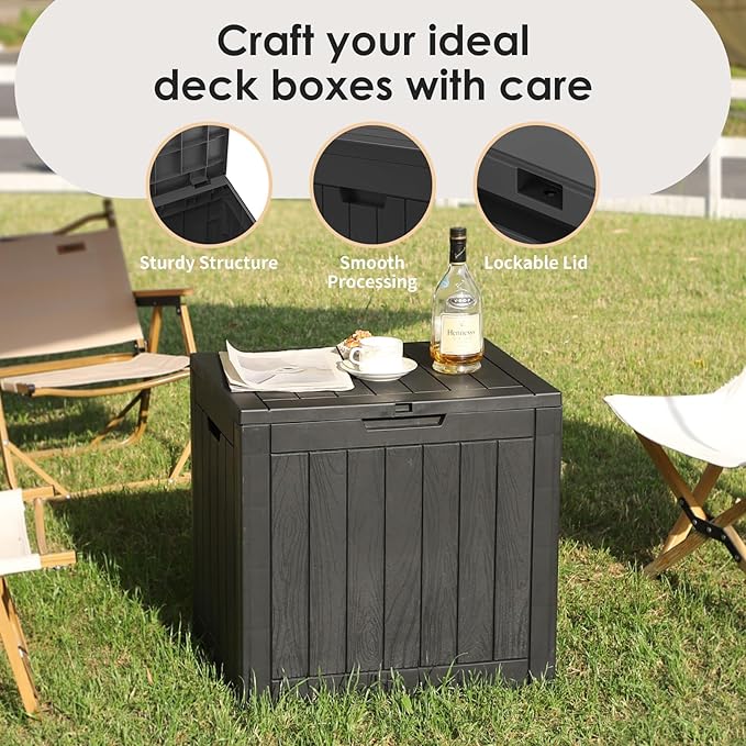 TARKARI 35 Gallon Lockable Resin Deck Box, Waterproof & UV-Resistant Outdoor - Image 5
