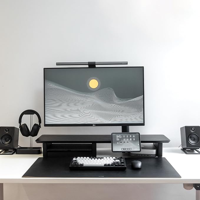 Raico Desk Cockpit Shelf Monitor Stand System Dual Screen Setup Wood Large Desk - Image 2