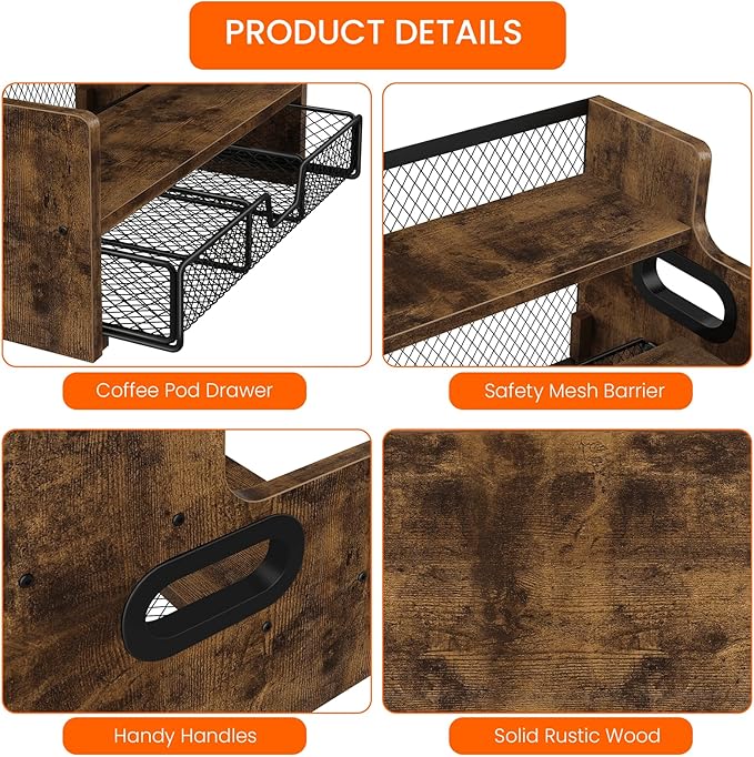 Homode Coffee Syrup Rack Organizer, 3-Tier 8 Bottles Syrup Holder Stand - Image 5