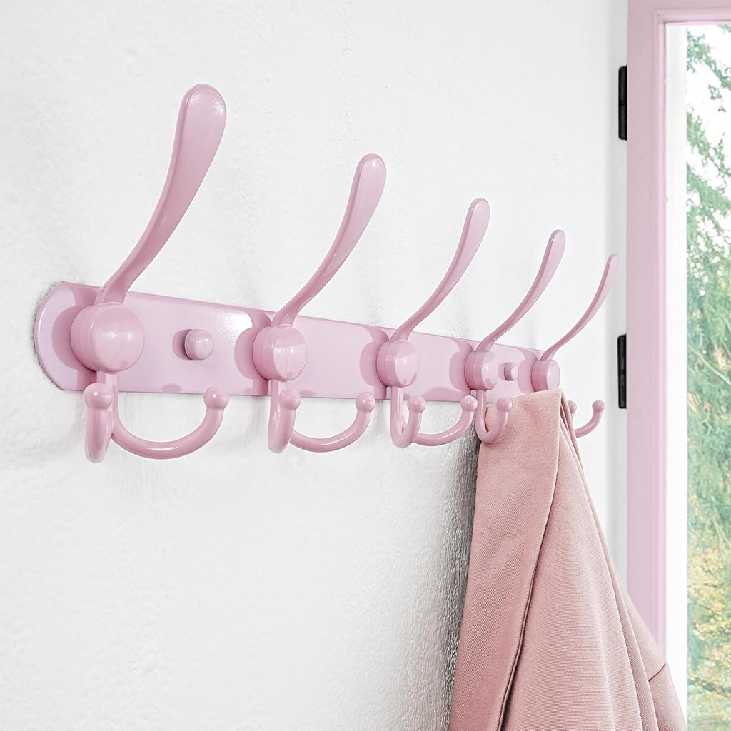 Coat Rack Wall Mounted - 5 Tri Hooks, Heavy Duty, Stainless Steel