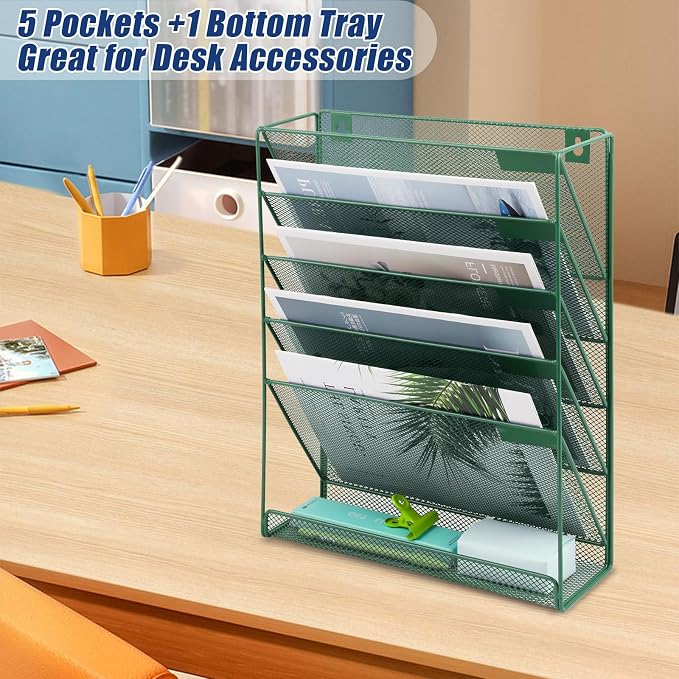 EASEPRES Desk File Organizer Mesh 6-Tier, Hanging Wall Mount Document - Image 6