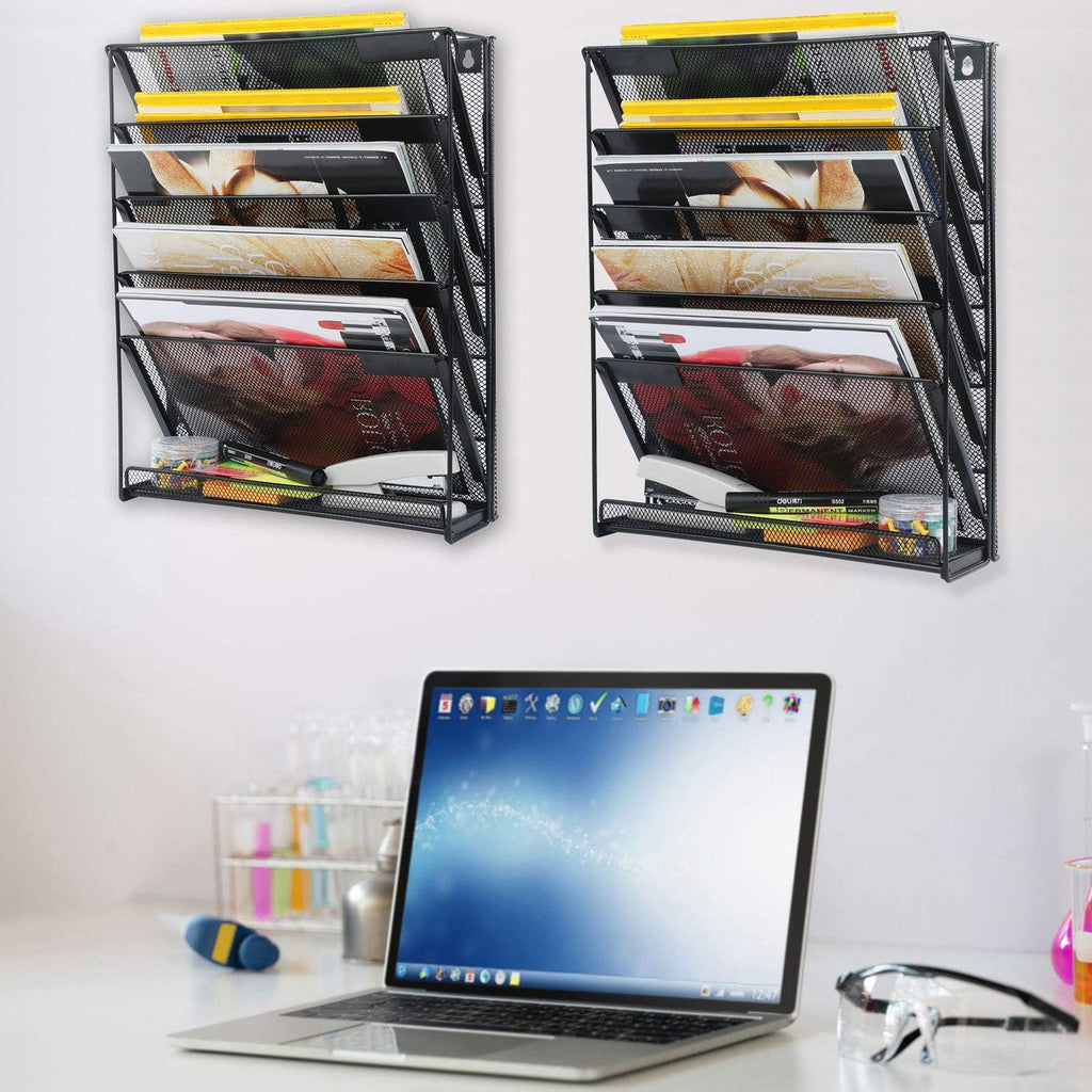 samstar 2 Pack Wall File Organizer, 6-Tier Wall Mount Paper Holder