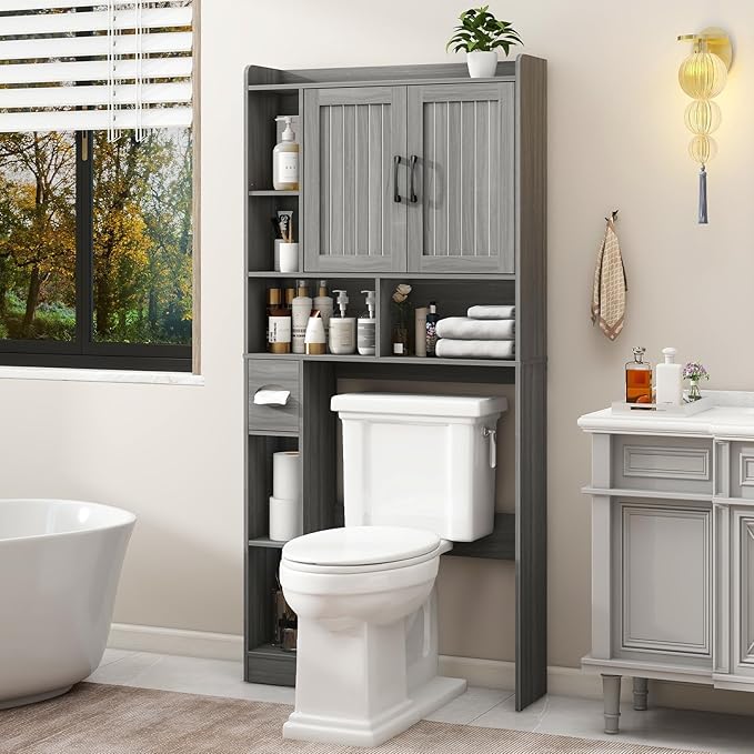 Vabches Over The Toilet Storage Cabinet, Farmhouse Storage Cabinet Over Toilet - Image 5