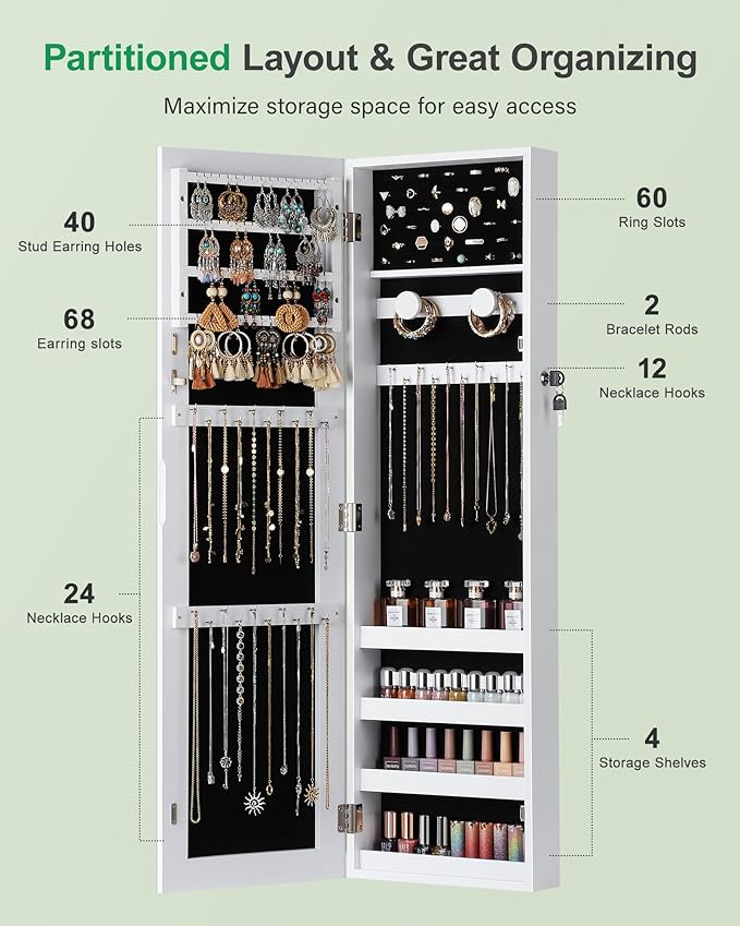 Nicetree Mirror Jewelry Cabinet, Jewelry Armoire - Image 3