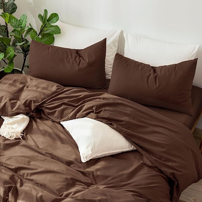 MooMee Bedding Pillowcases Pack of 2 100% Washed Cotton Linen Like Textured - Image 5