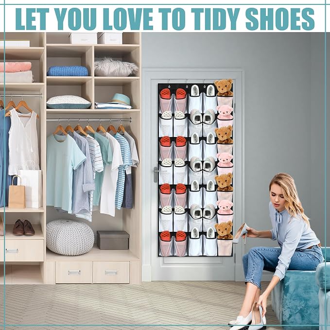 Windyun 2 Pcs 70 Large over The Door Shoe Organizer Hanging Shoe Rack - Image 4