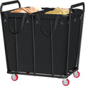 Hoctieon 2 Section Laundry Sorter Cart, 400L Rolling Hamper with