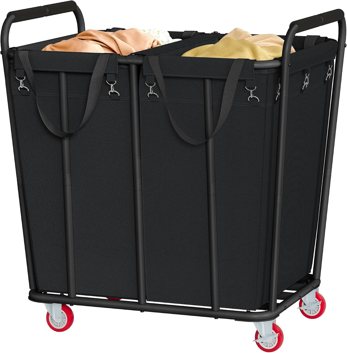 Hoctieon 2 Section Laundry Sorter Cart, 400L Rolling Hamper with