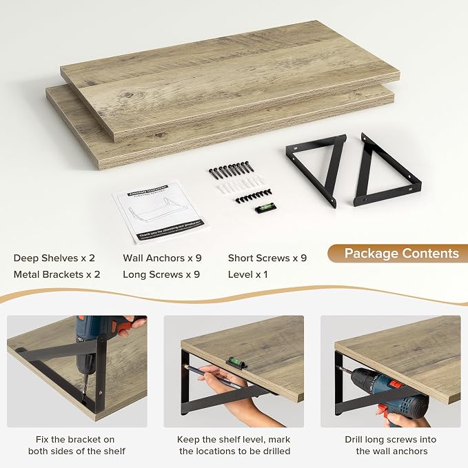 Deep Floating Shelves Wall Mounted, Living Room, Office - Image 5