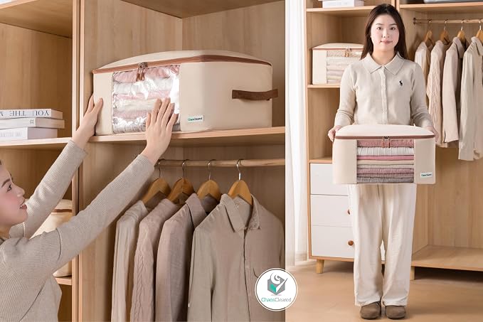 Canvas Clothing Storage 2 Bags Clothes Organizer folding fabric bags - Image 9