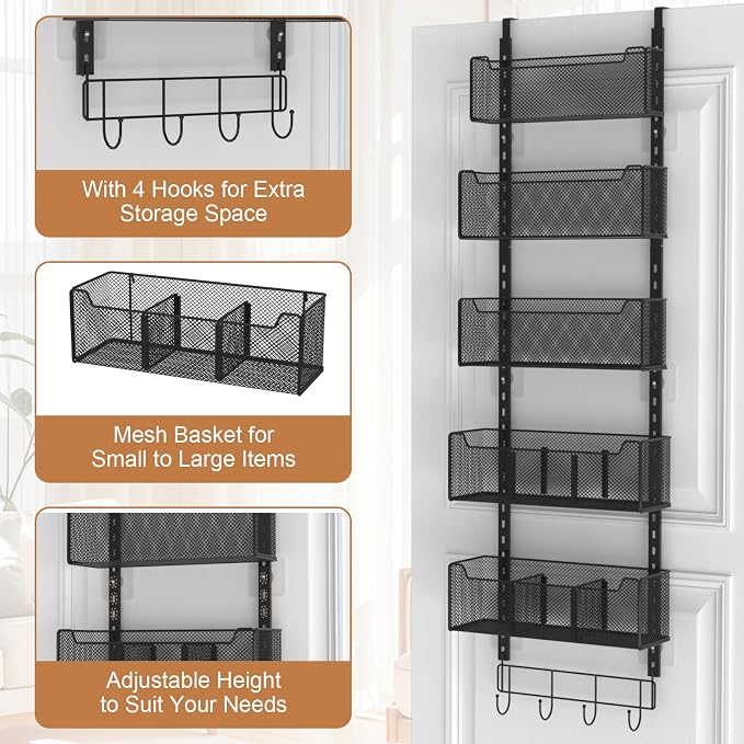 Over The Door Organizer, Metal Door Organizer Hanging - Image 5