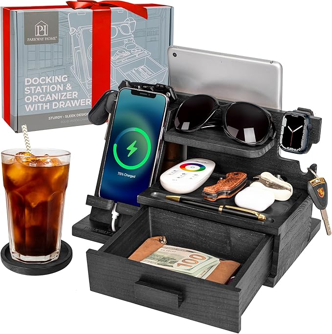 Black Wood Phone Docking Station by ParkwayHome