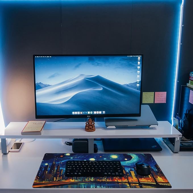 Desk Pad, City Starry Night Desk Mat, Abstract Oil Painting Large Gaming Mouse - Image 6