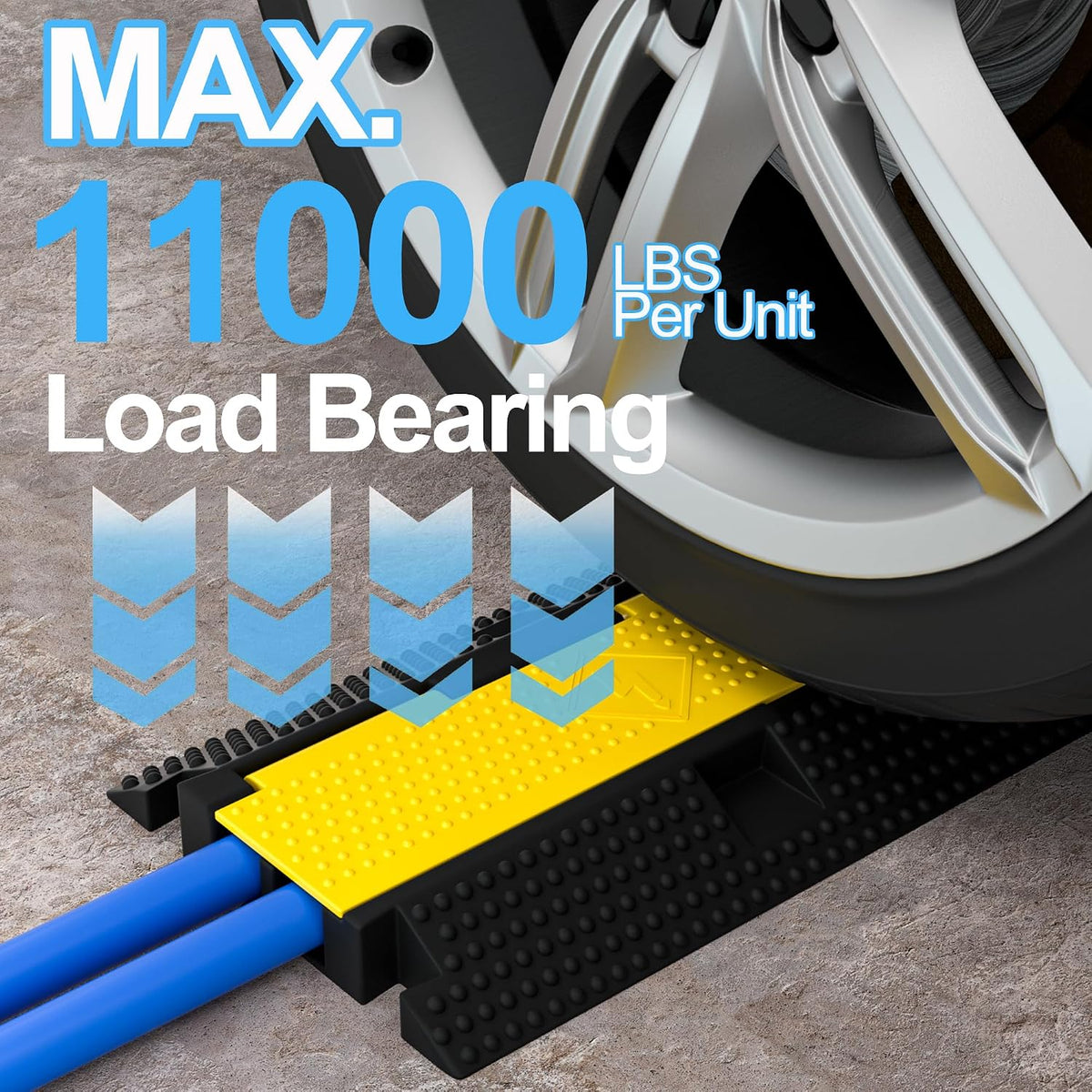 3 Packs 2-Channel Rubber Cable Protector Cover Ramp & Speed Bump