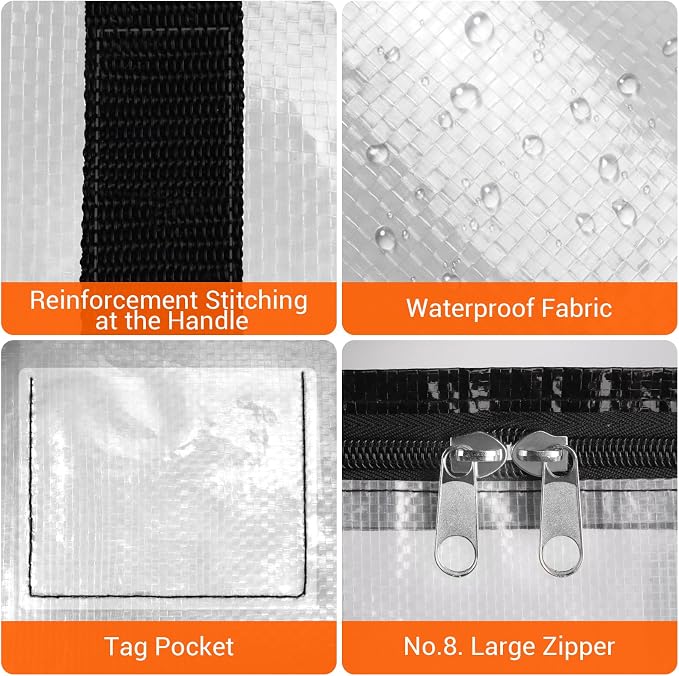 BlissTotes 4-Pack Heavy Duty Extra Large Clear Moving Bags, Reinforced Handles - Image 3