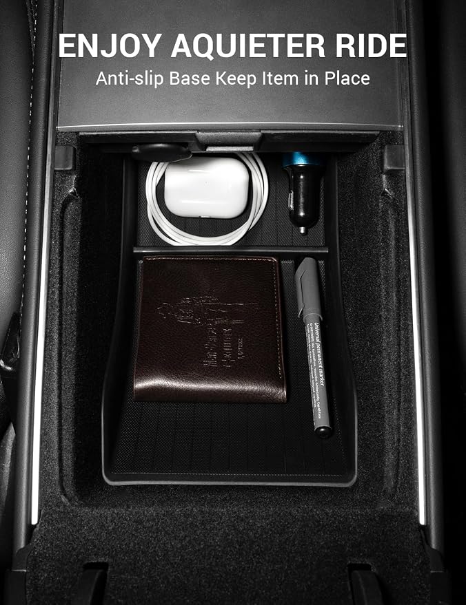 BASENOR 2026 Upgrade Tesla Model Y Model 3 Lower Center Console Organizer Tray - Image 6