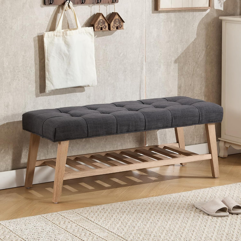 Entryway Shoe Bench Storage Benches with Upholstered Button Tufted