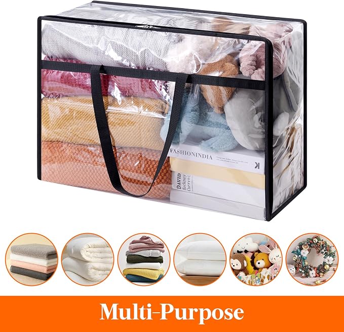 Lifewit 6 Pack Clear Clothes Storage Bags, 60L Plastic Blanket Storage Bag - Image 5