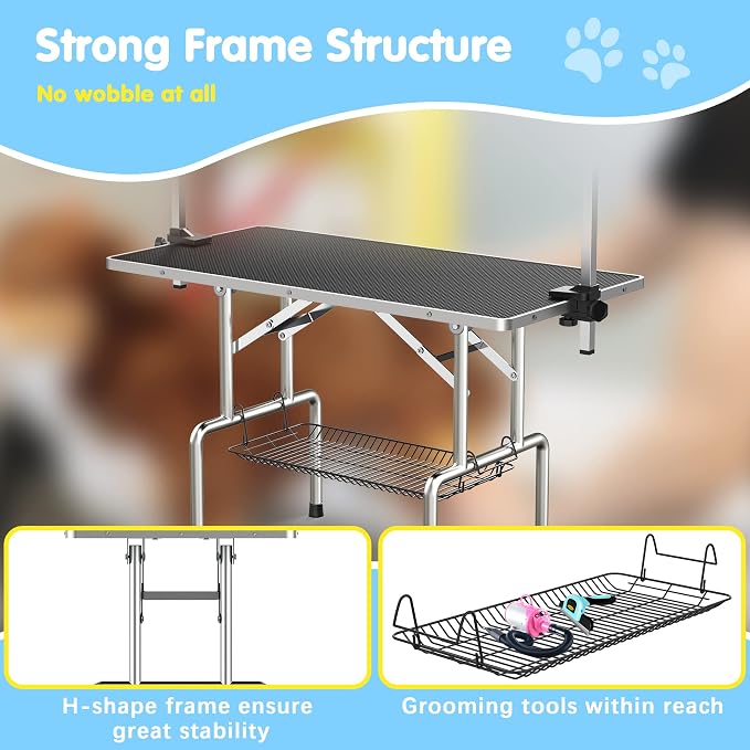 Lyromix 46''Large Dog Grooming Table, Adjustable Cat Drying Desktop - Image 4