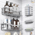 EUDELE 5-Pack Rustproof Stainless Steel Shower Caddy Set– No Drill Adhesive by EUDELE
