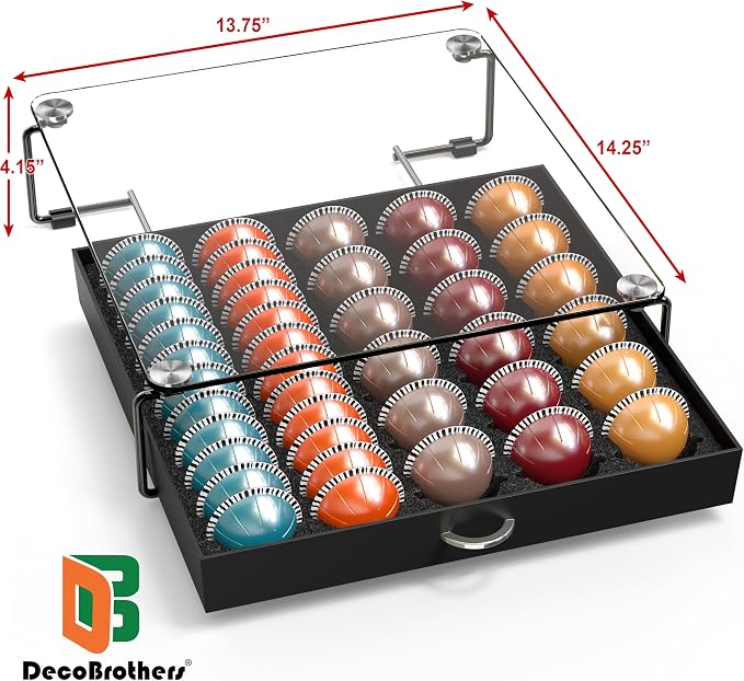 DecoBrothers Crystal Tempered Glass Vertuo Pod Holder Drawer, 30 Large or 60 - Image 3