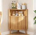 31.5" Small Bathroom Corner Storage Cabinet, Oak