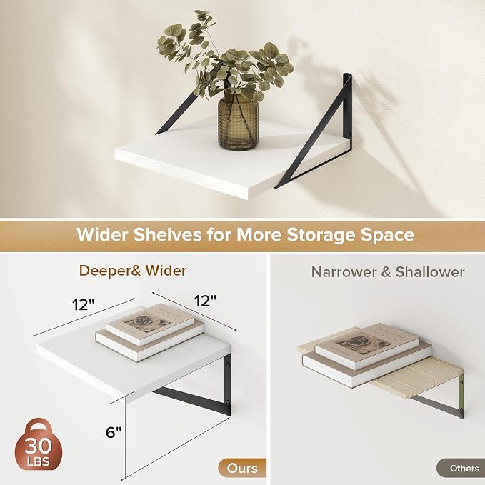 Deep Floating Shelves Wall Mounted, Living Room, Office - Image 3