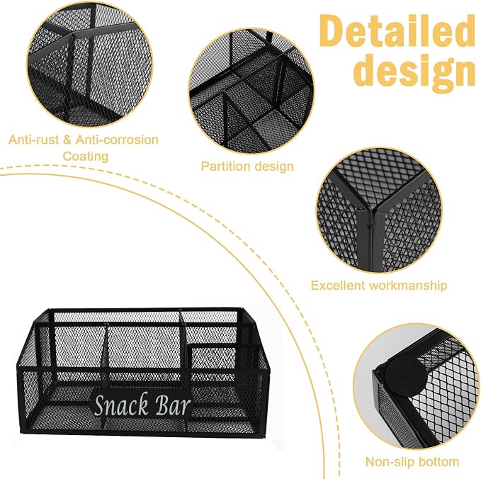 Snack Organizer for Pantry Shelf, Metal Snack Organizer Snack Basket, 6 - Image 2