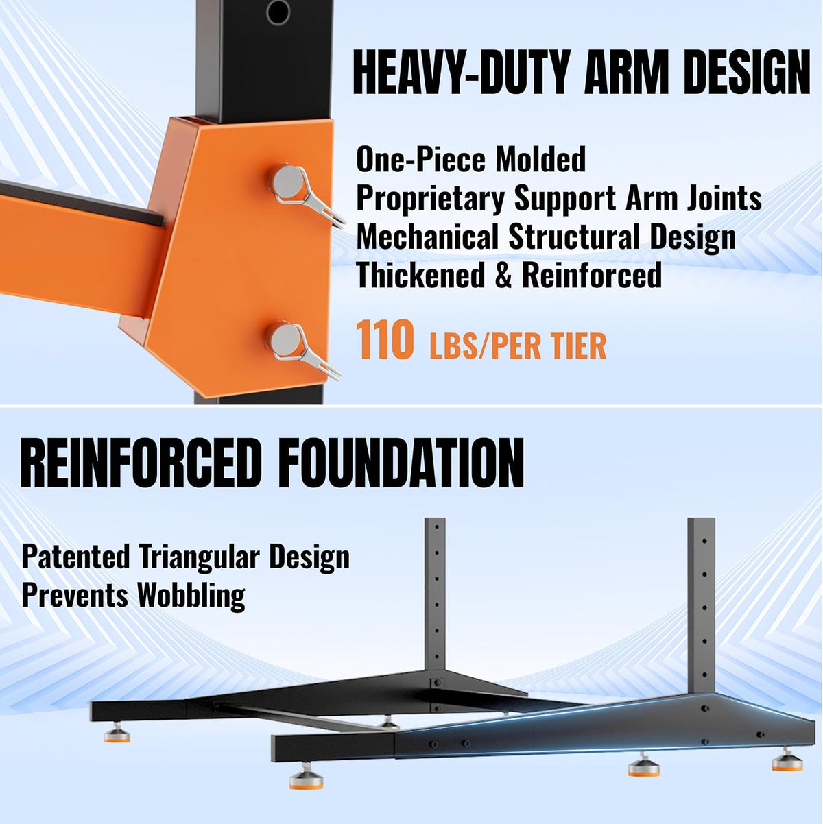 Double Kayak Storage Rack, Adjustable Paddleboard Holder (Orange)