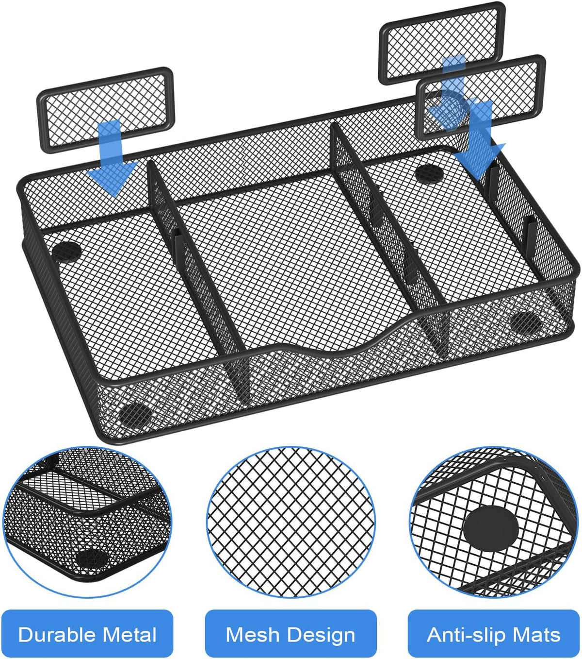 VyGrow Desk Drawer Organizer, Metal Mesh Drawer Organizer Tray with 6