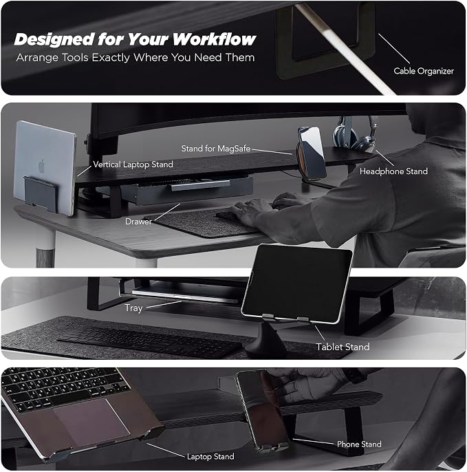 Moodular Wooden Monitor Stand 33.4” Desk Organizer - Image 5