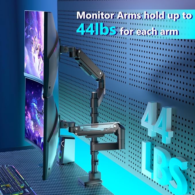 WALI Dual Monitor Mount for Ultrawide Heavy Duty Curved Monitor Stacking - Image 6