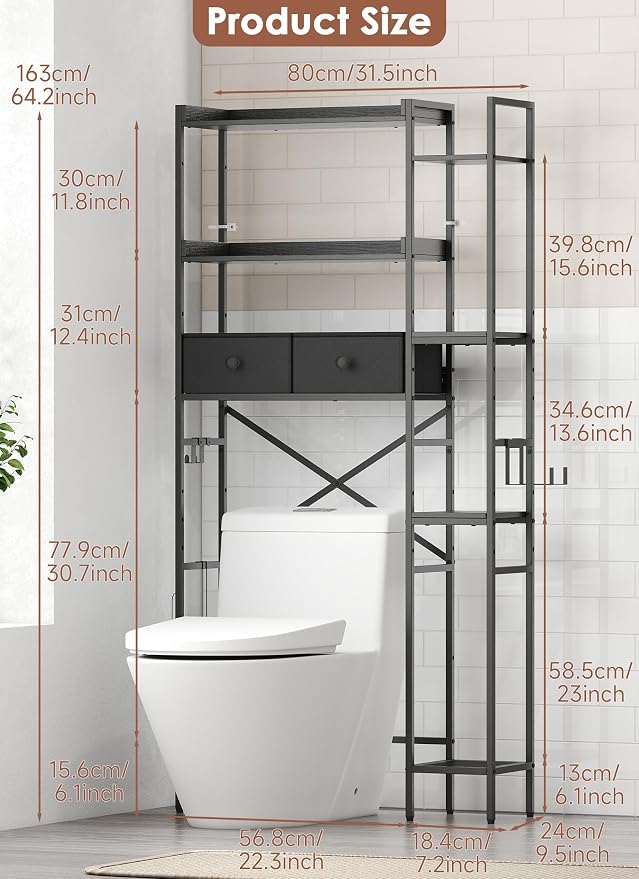 Over The Toilet Storage Rack, 7-Tier Over Toilet Bathroom Organizer - Image 3
