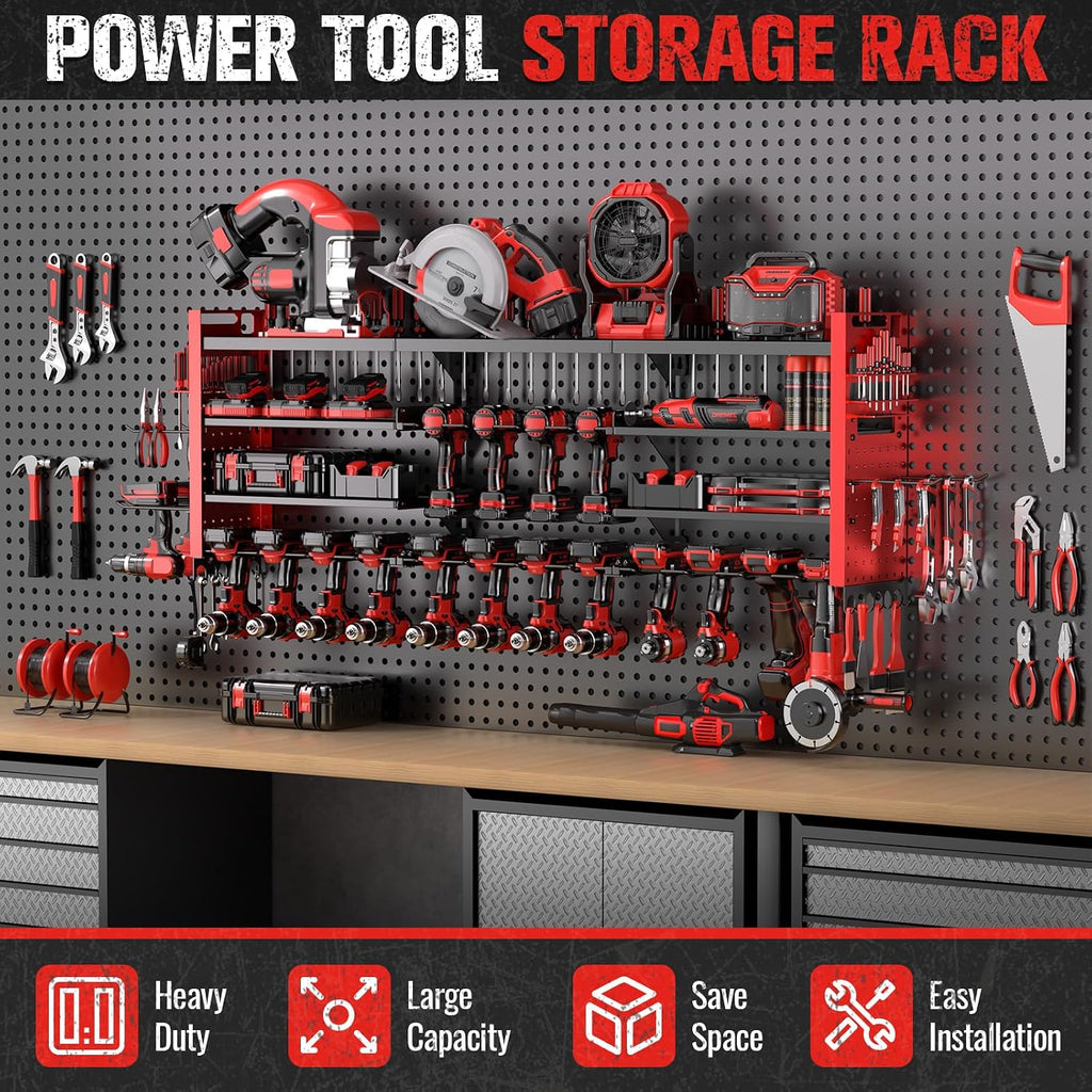 49.8" Power Tool Organizer Wall Mount,Holds 18 Cordless Drills
