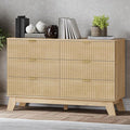 Fluted 6 Drawer Dresser, 47.2" Wide Modern Boho Chest of Drawers, Wooden by BORNOON