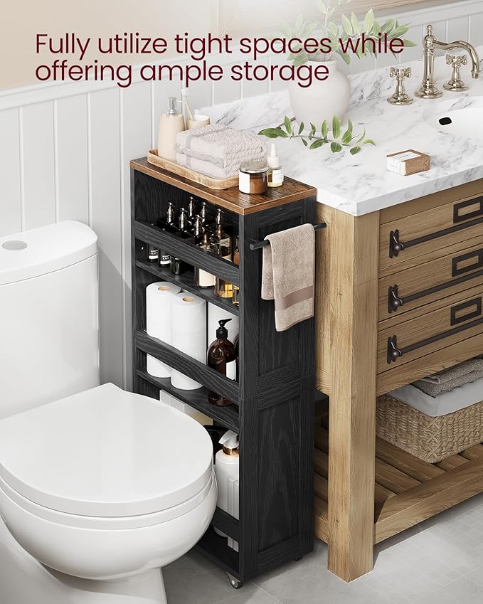 VASAGLE 4-Tier Slide-Out Storage Cart, Slim Kitchen Cart - Image 5