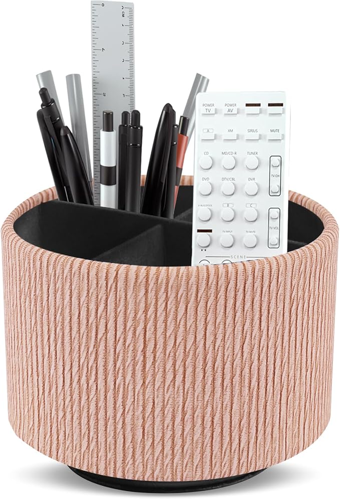 Round Leather Art Supply Organizer, Remote Control Holder, 360 Degree Spinning by Unknown