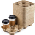 FMP Brands 4 Cup Disposable Drink Carrier Trays, 45 Pack Compostable