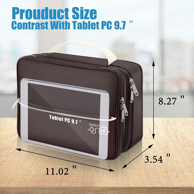 SELLYFELLY Electronics Travel Organizer, Double Layer Cable Organizer Bag - Image 2