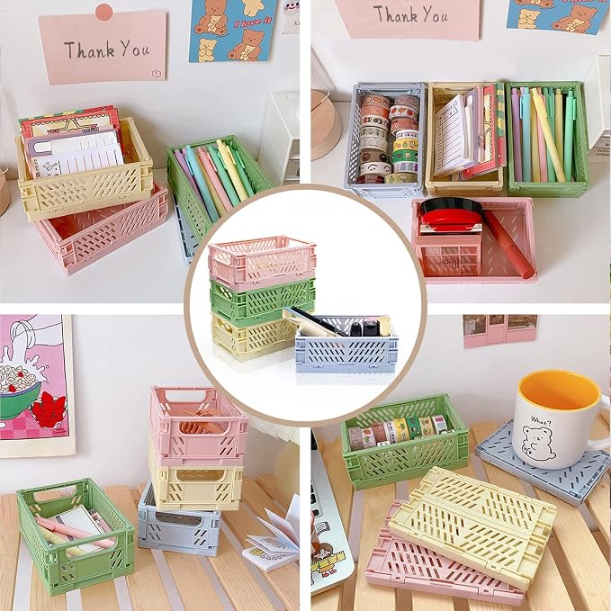 Xhwykzz 4 Pack Mini Foldable Plastic Small Baskets - Image 4