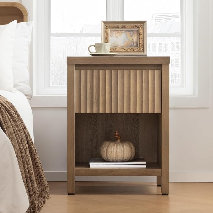 SICOTAS Fluted Night Stand Set of 2, Farmhouse Nightstands - Image 3