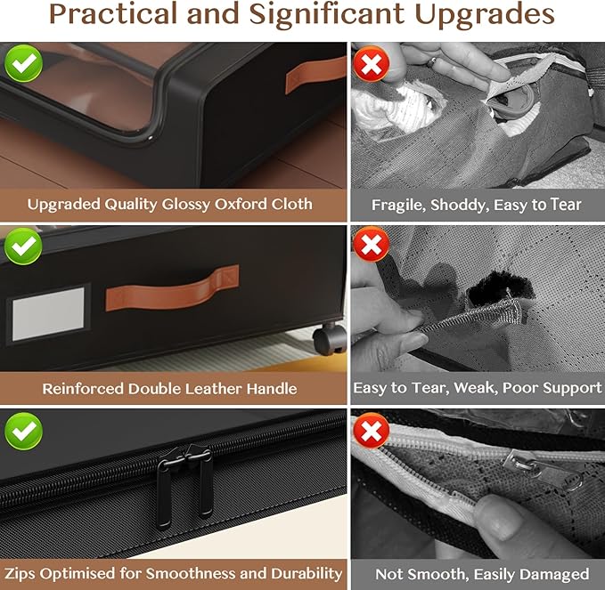 Under Bed Storage with Wheels, UnderBed Storage Containers with Clear Lid and - Image 2