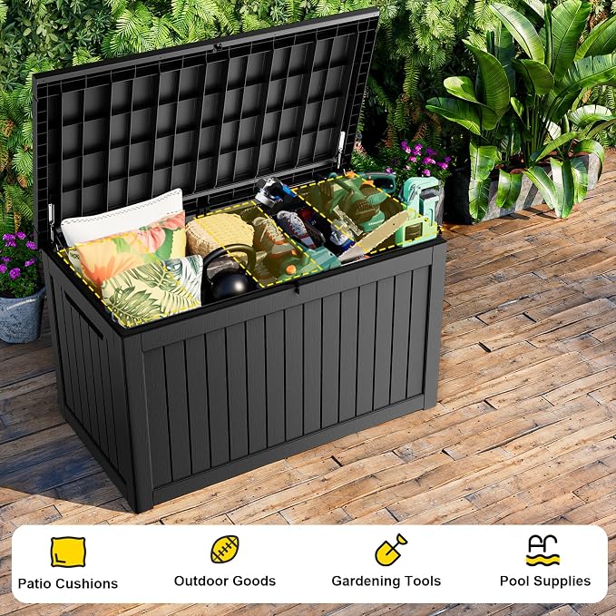 280 Gallon Waterproof Outdoor Storage Box, UV Resistant Resin Deck Box - Image 4