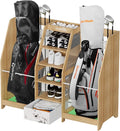 Golf Bag Storage Organizer for Garage, Premium Wooden 2 Golf Bags Rack by Ponsonbay