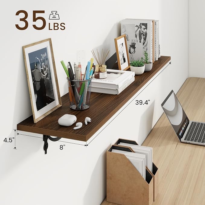 RICHFOCUS Floating Shelves for Wall Decor, 39.4W x 8D Shelves Set of 2 - Image 3